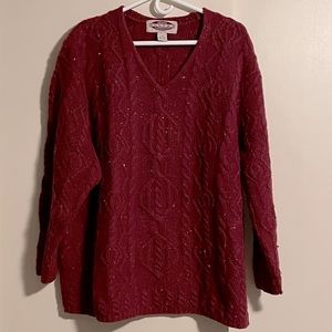 Plus Size (3X) 100% Wool Sweater (Maroon)